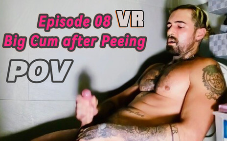 Jack Spanish solos in a bathroom setting, masturbating without direct POV focus, captured in 180 degree VR for immersive viewing.